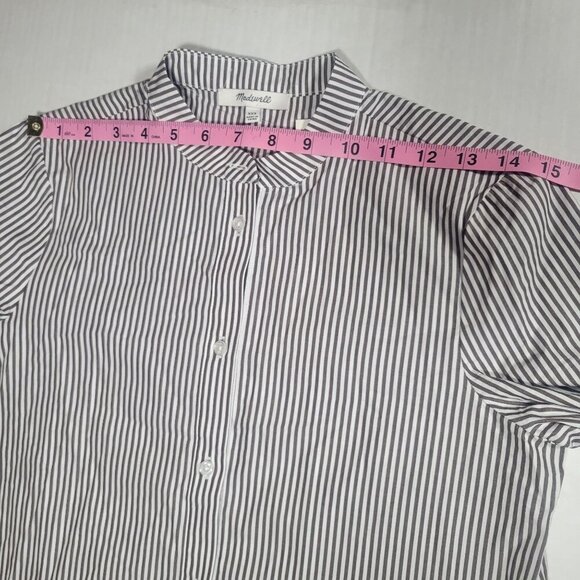 Madewell Striped Classic Lightweight Button-Front Tiered Shirt Dress Size XXS - Picture 11 of 14